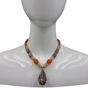 Mushroom Jasper Point Pendant Necklace